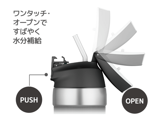 THERMOS 真空断熱ストローボトル FFQ-600 ステンレスブラック