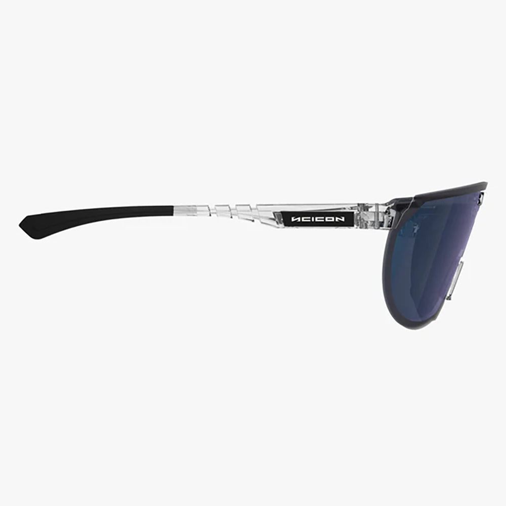 SCICON SPORTS AEROTAIL（シーコンスポーツ エアロトレイル）フレーム：クリスタルグロス　レンズ：マルチミラーブルー　アングル：真横から