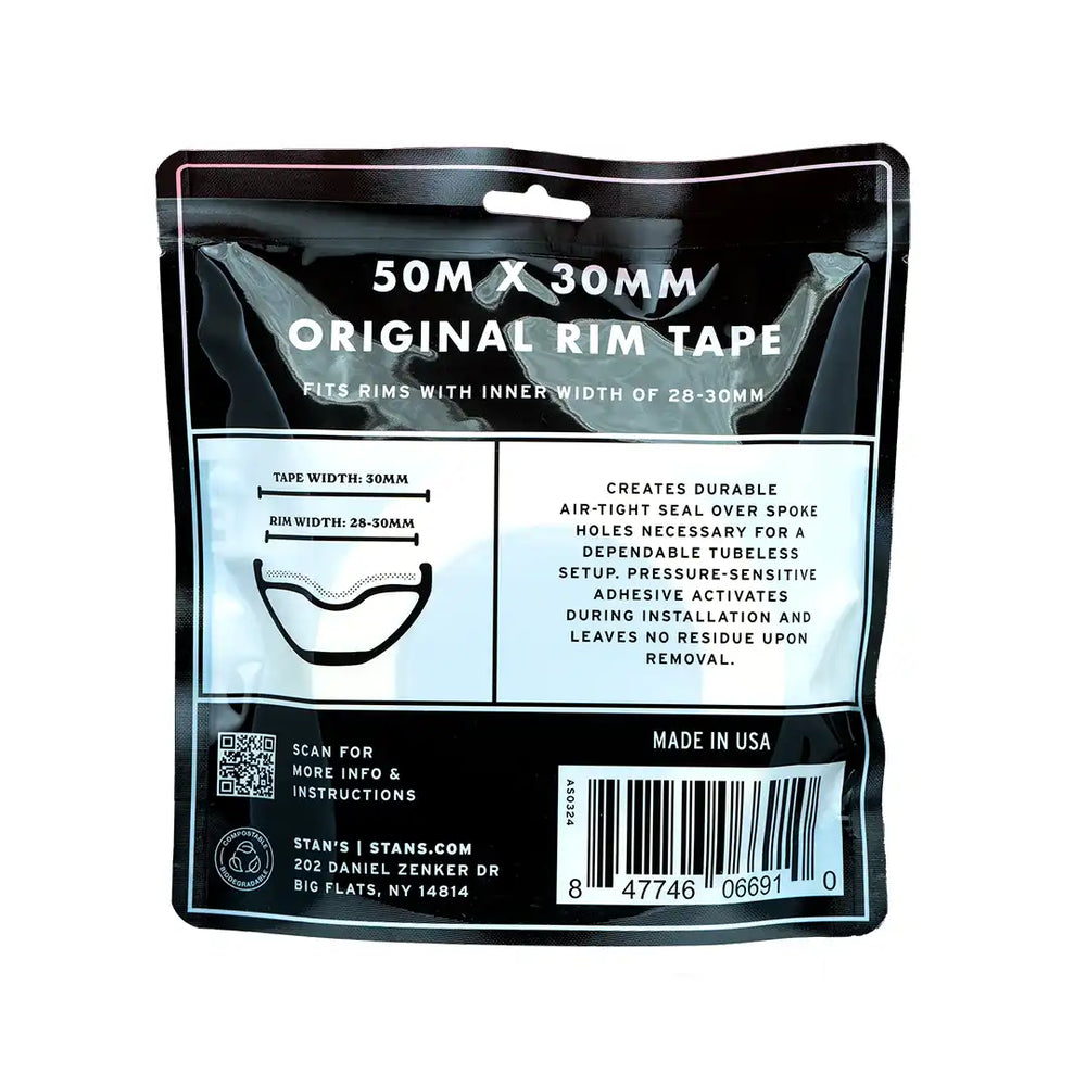 Stan's NoTubes Orijinal Tubeless Rim Tape（スタンズノーチューブ オリジナル チューブレス リムテープ）パッケージ裏面