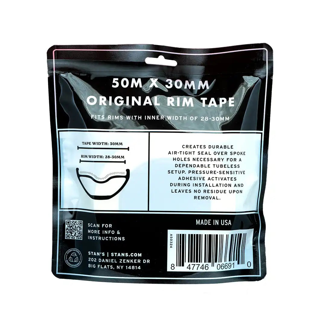 Stan's NoTubes Orijinal Tubeless Rim Tape（スタンズノーチューブ オリジナル チューブレス リムテープ）パッケージ裏面