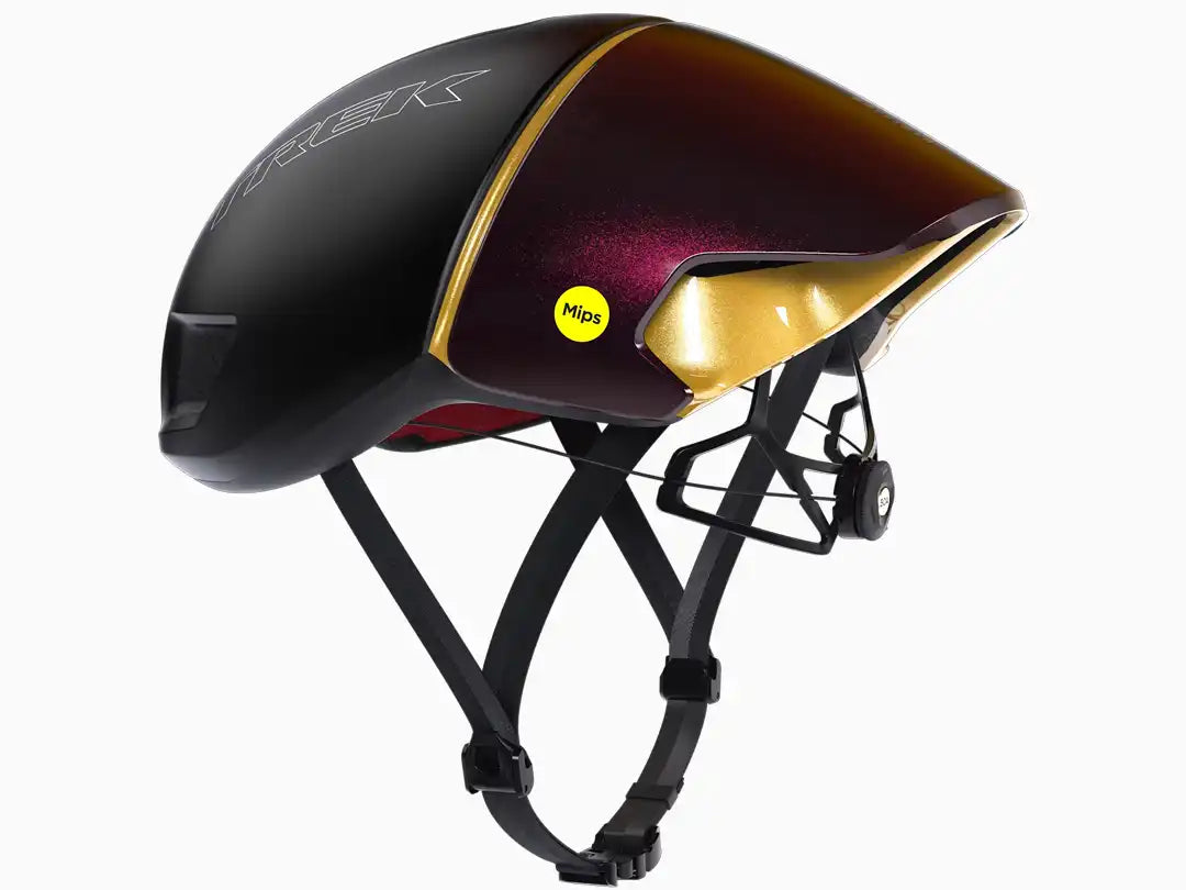 TREK Ballista MIPS Asiafitヘルメット カラー：Black/Red (dark) 左斜め後ろからのアングル