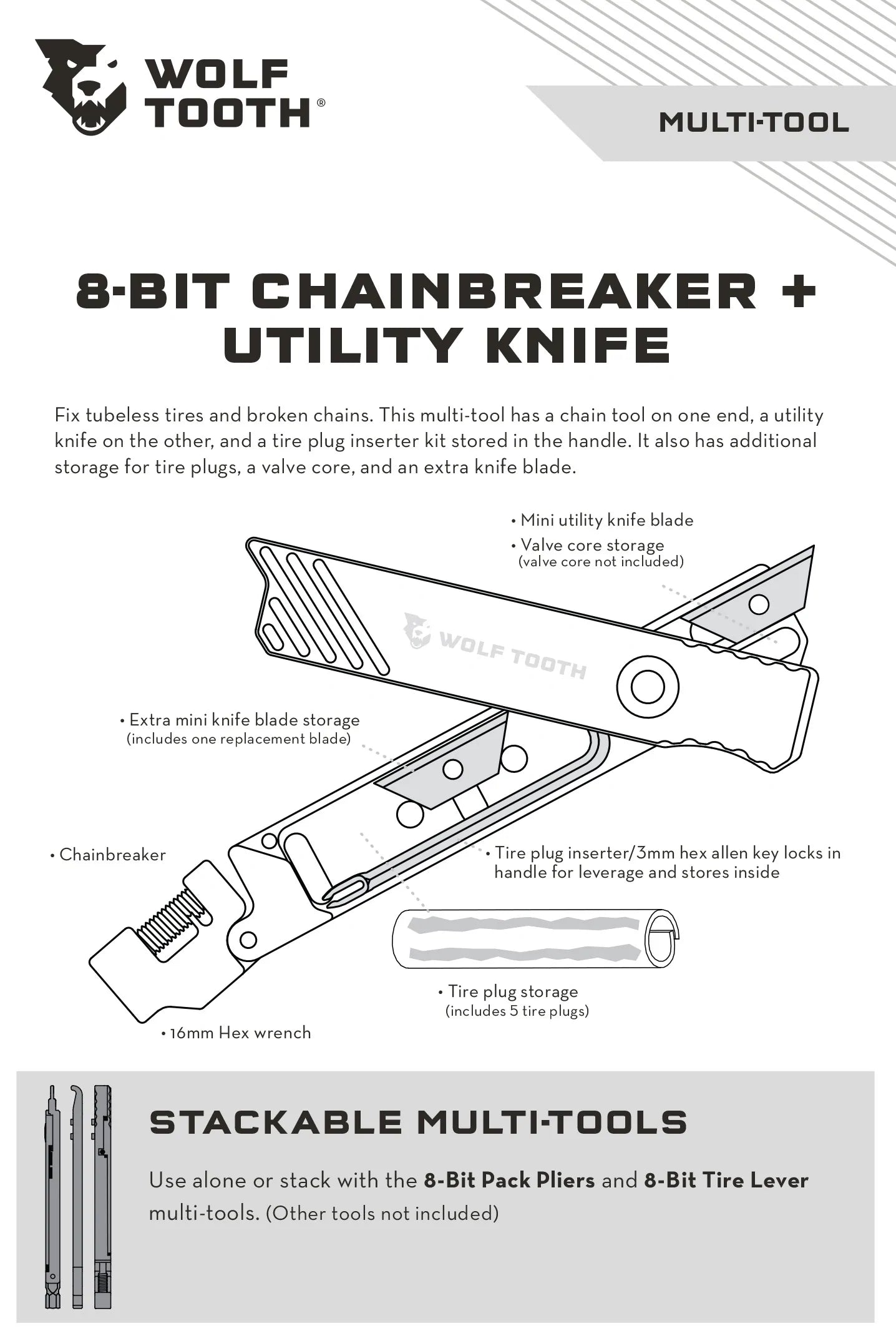 Wolf tooth 8-Bit Chainbreaker + Utility Knife Multi-Tool（ウルフトゥース 8ビット チェーンブレーカー + ユーティリティナイフ マルチツール）