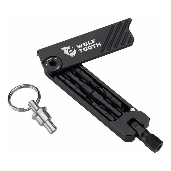 Wolf tooth 6-Bit Hex Wrench Multi-tool With Keychain（ウルフトゥース 6ビット ヘックスレンチ マルチツール キーホルダータイプ）のブラック